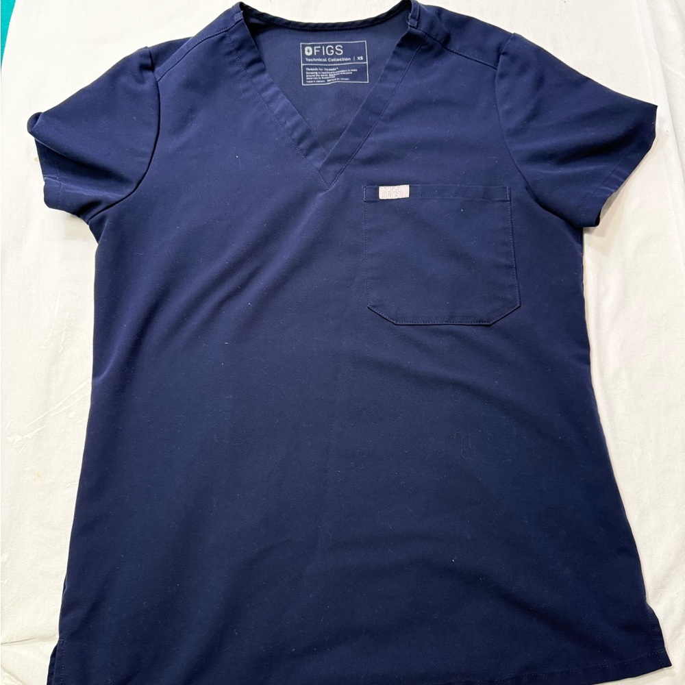 Figs Deep Blue V-Neck Scrub Top